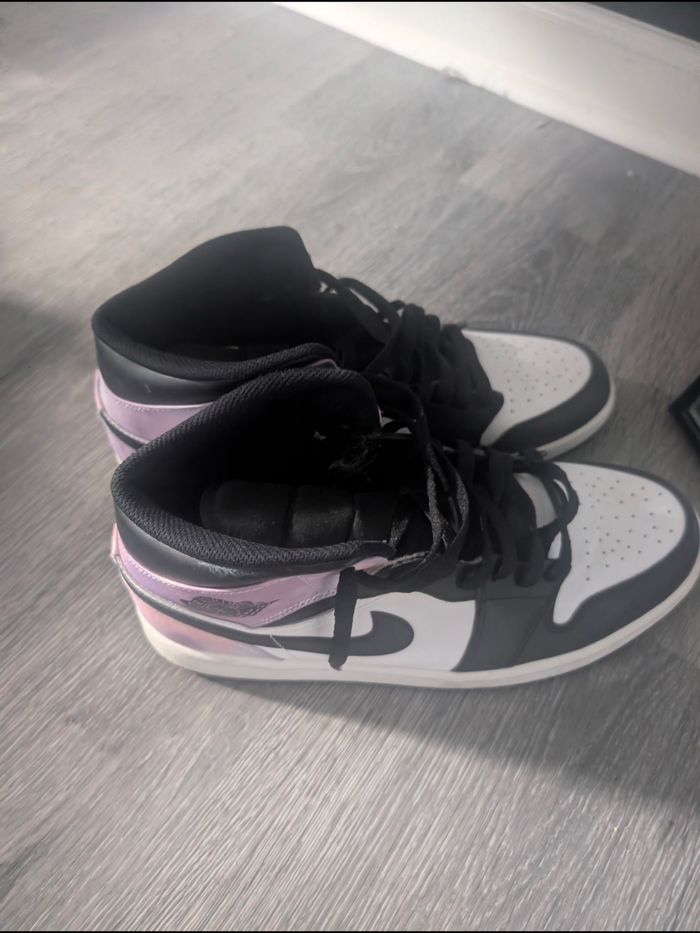 High-Top Men's Jordan One's Black & Light Purple Fashion Sneakers